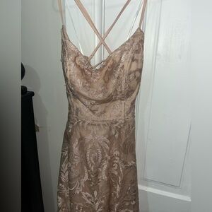 Windsor Beige Backless Lace Dress
